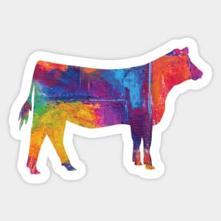 Farmgirl Livestock Show Heifer with Rainbow Pattern Sticker